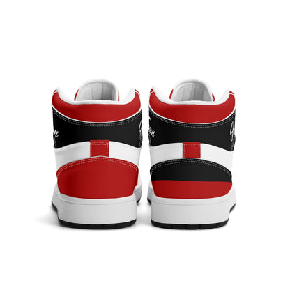 Houston basketball-inspired high top sneakers in white with all-over city graphic printed upper
