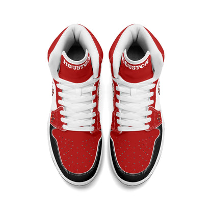 Houston basketball-inspired high top sneakers in white with all-over city graphic printed upper