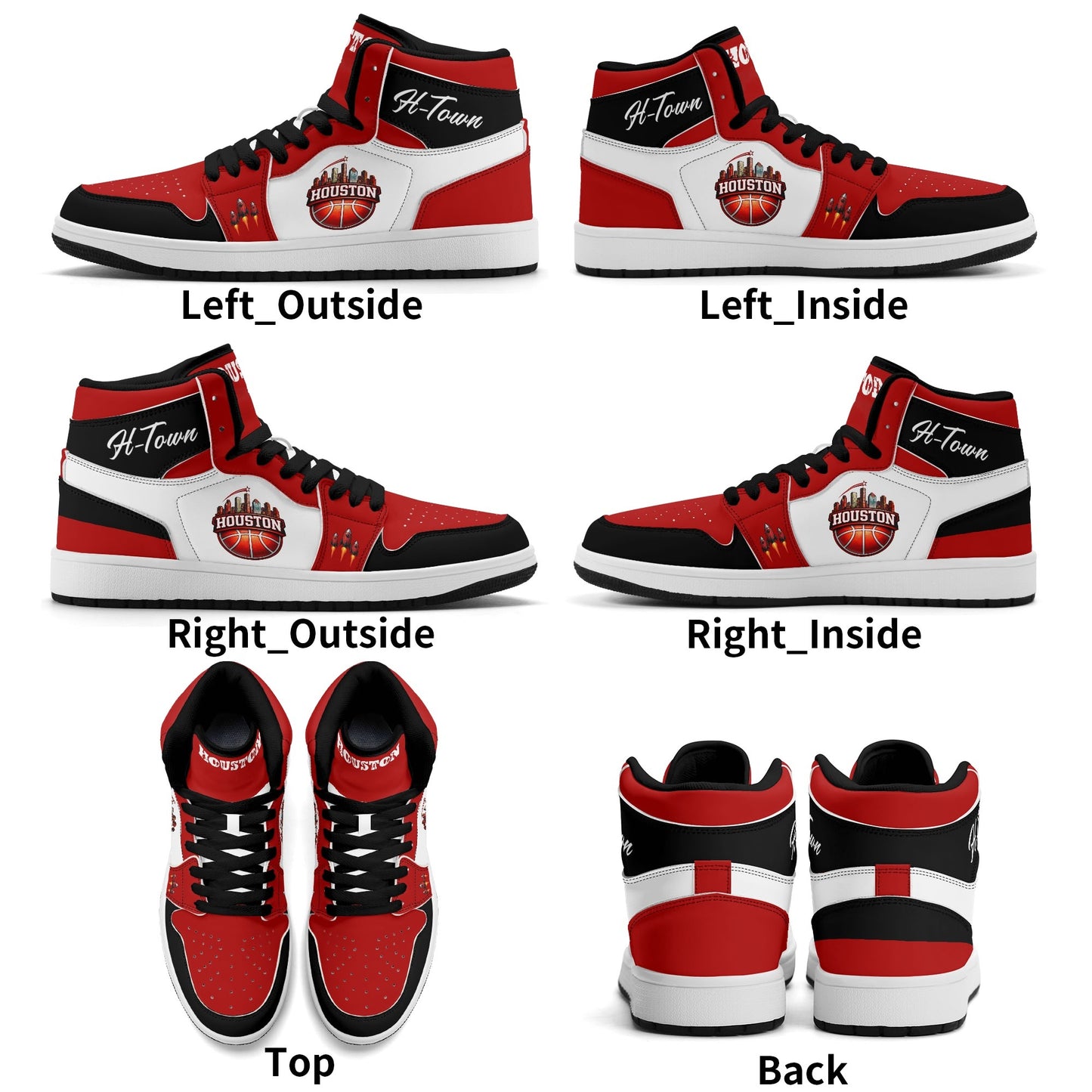 Houston basketball-inspired high top sneakers in white with all-over city graphic printed upper