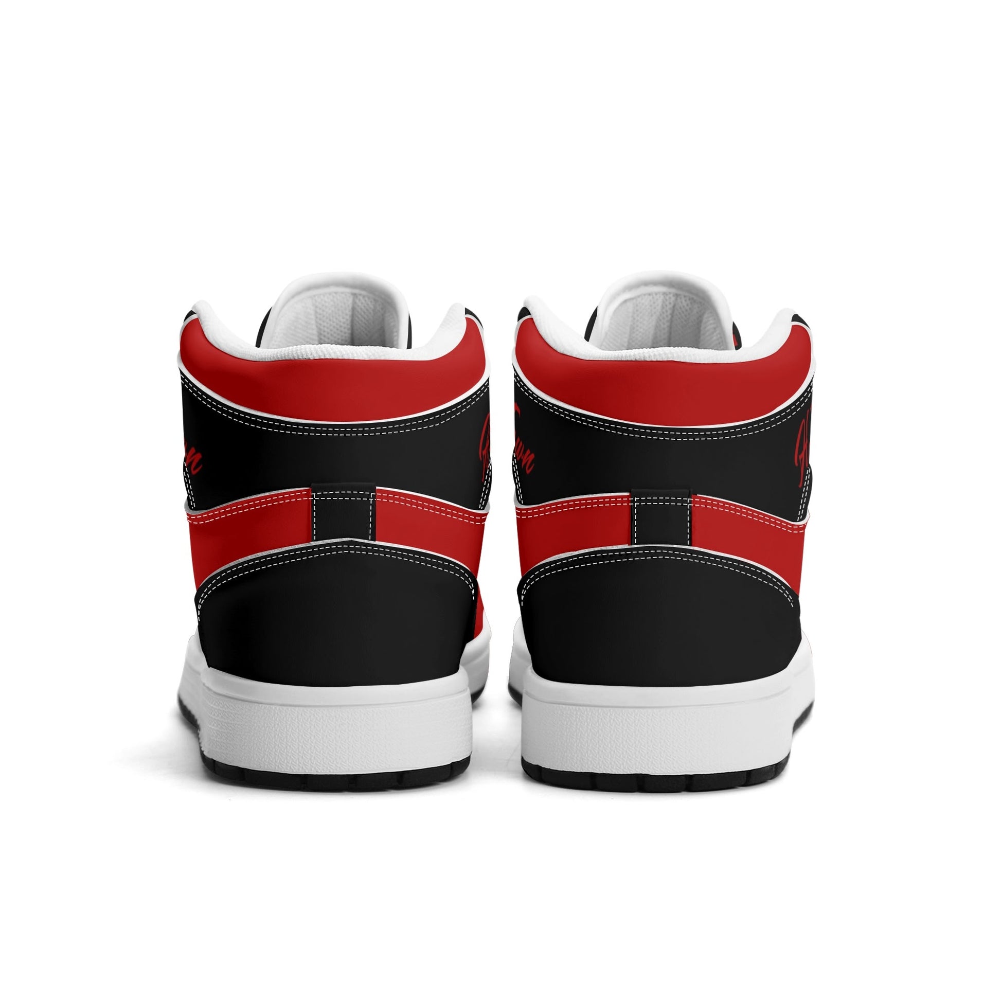 Houston basketball-inspired high top sneakers in red with all-over city graphic printed upper