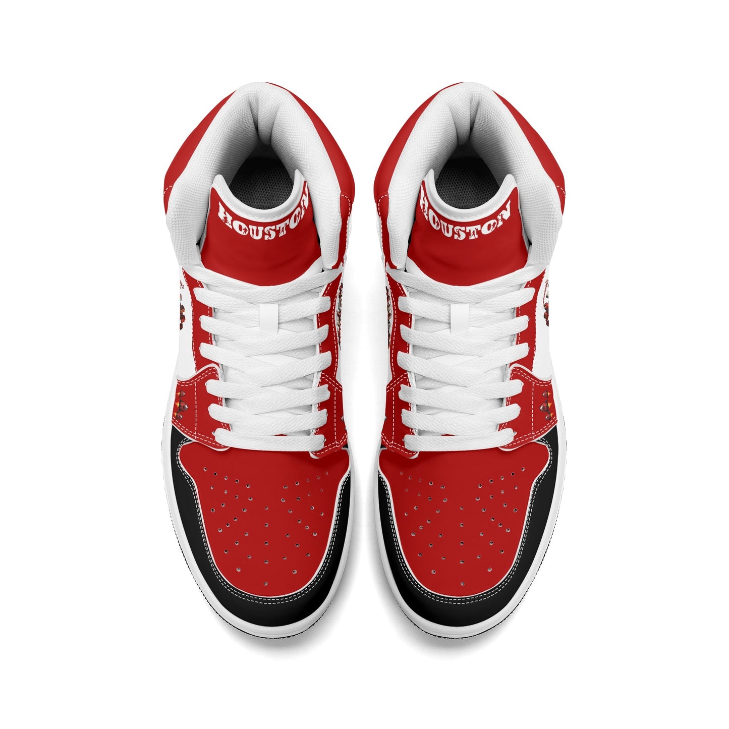 Houston basketball-inspired high top sneakers in white with all-over city graphic printed upper