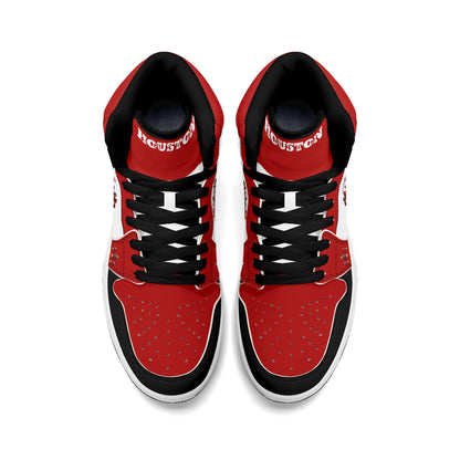 Houston basketball-inspired high top sneakers in white with all-over city graphic printed upper