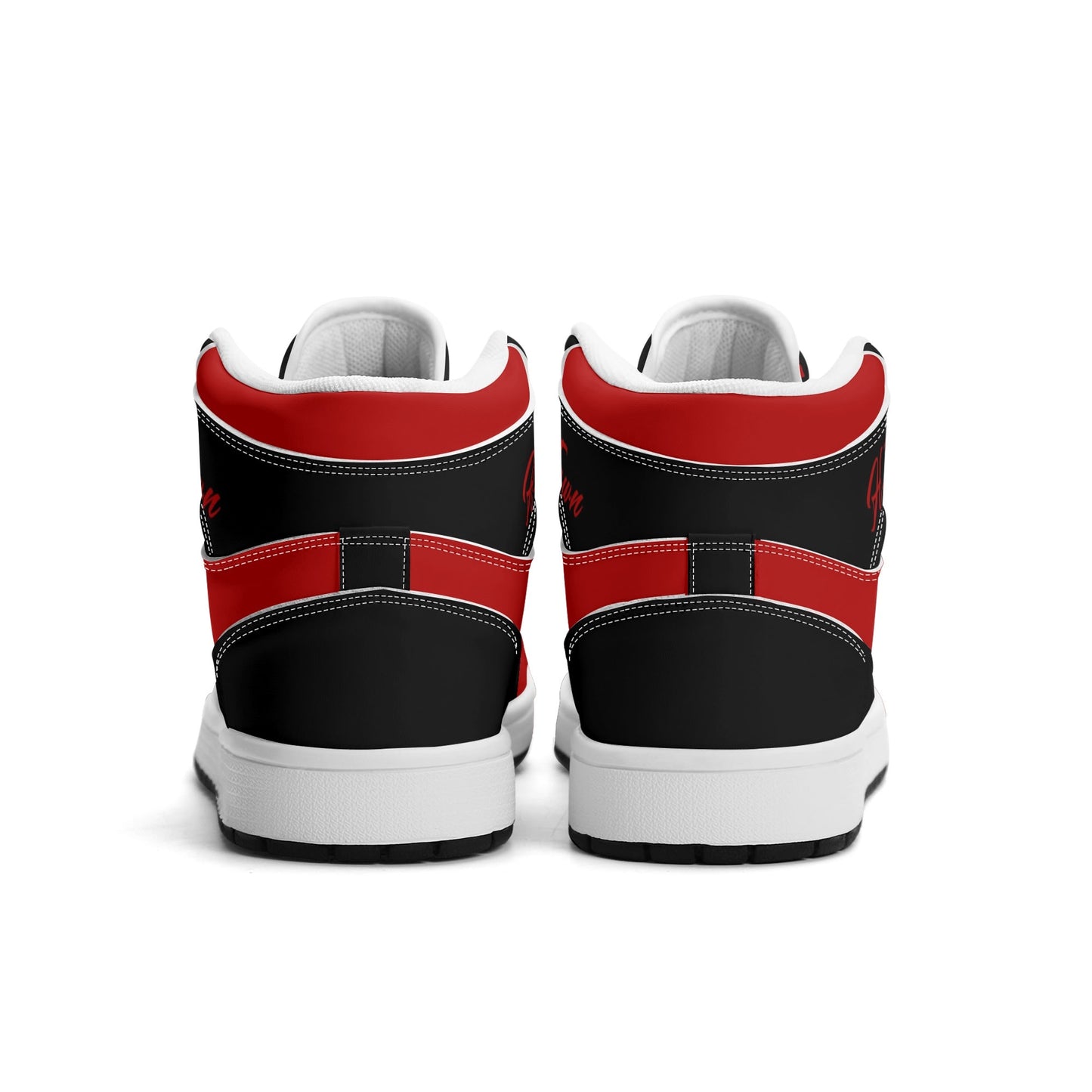 Houston basketball-inspired high top sneakers in red with all-over city graphic printed upper
