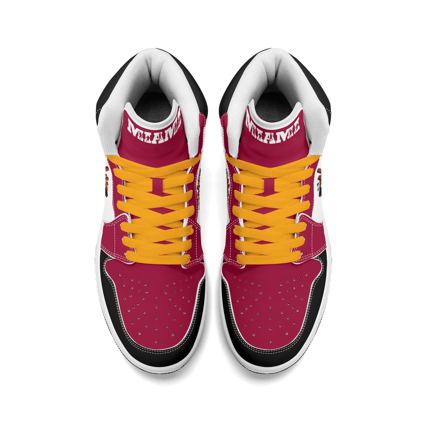 Miami basketball-inspired high top sneakers with all-over city graphic printed upper