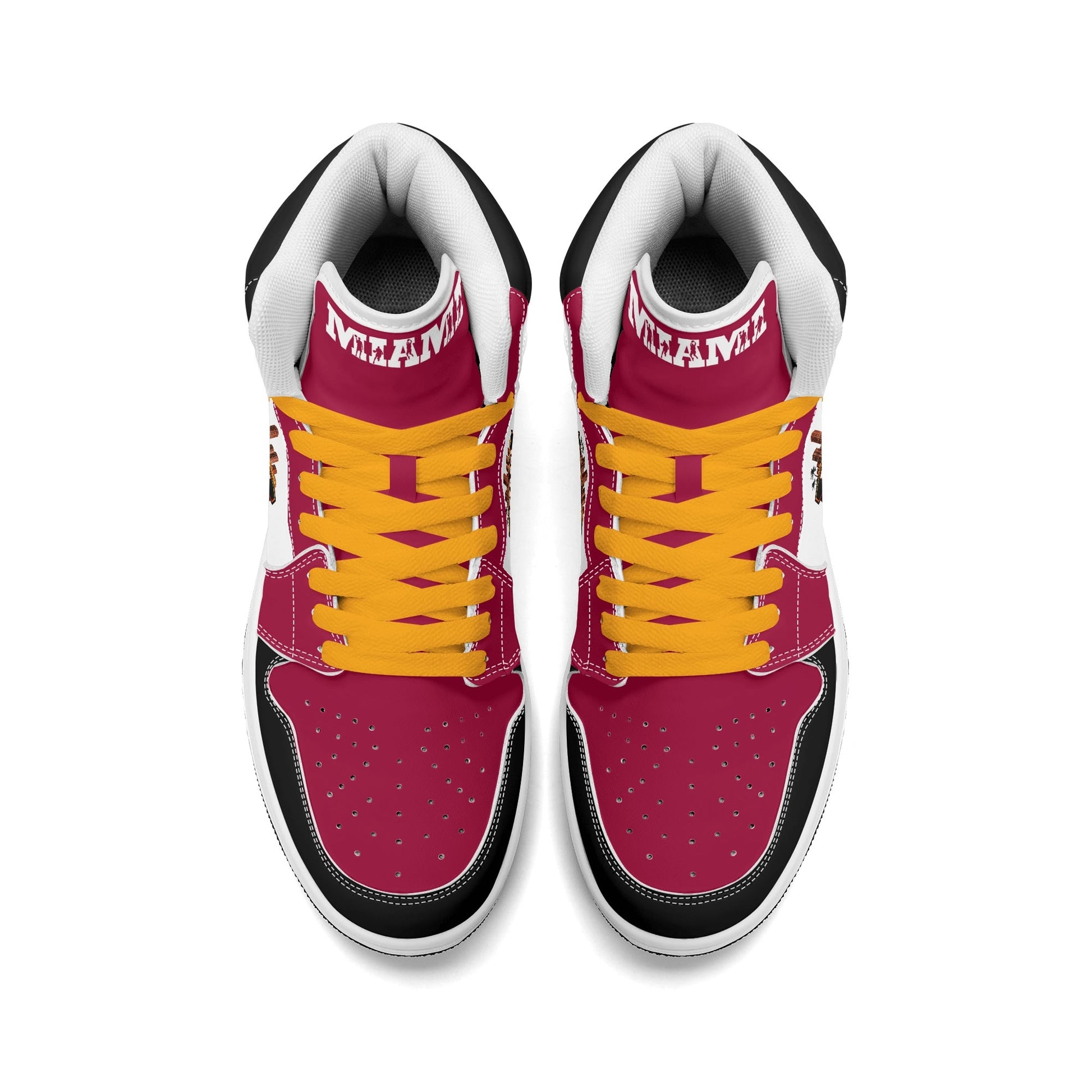 Miami basketball-inspired high top sneakers with all-over city graphic printed upper