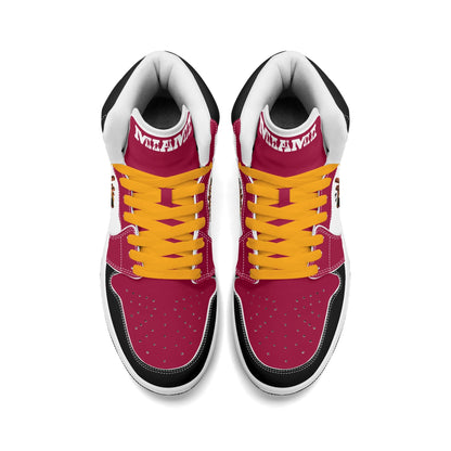 Miami basketball-inspired high top sneakers with all-over city graphic printed upper