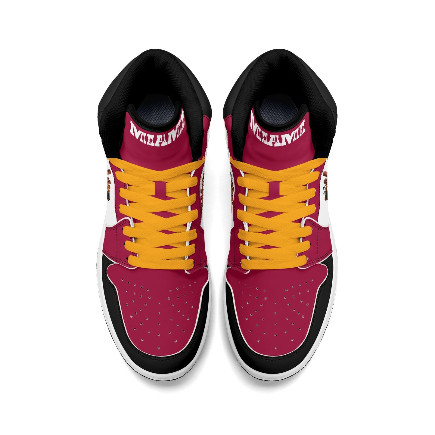 Miami basketball-inspired high top sneakers with all-over city graphic printed upper