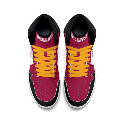 Miami basketball-inspired high top sneakers with all-over city graphic printed upper