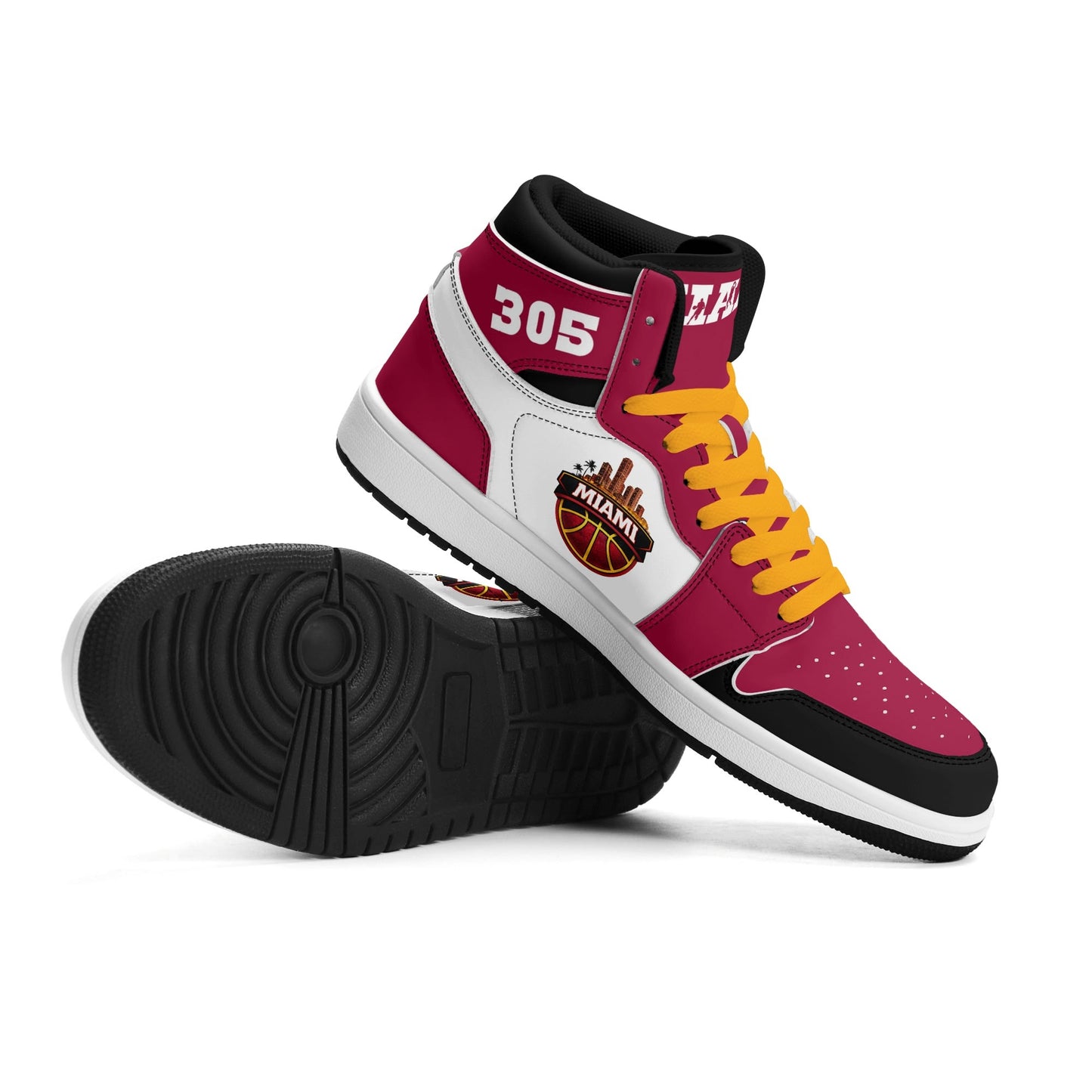 Miami basketball-inspired high top sneakers with all-over city graphic printed upper