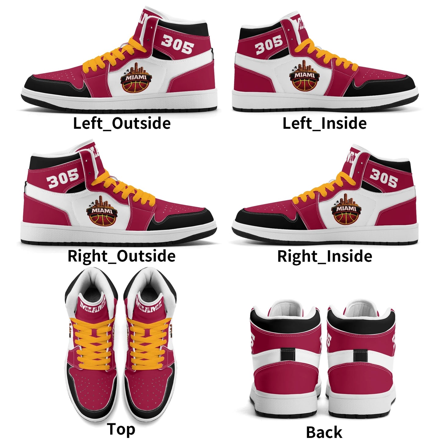 Miami basketball-inspired high top sneakers with all-over city graphic printed upper