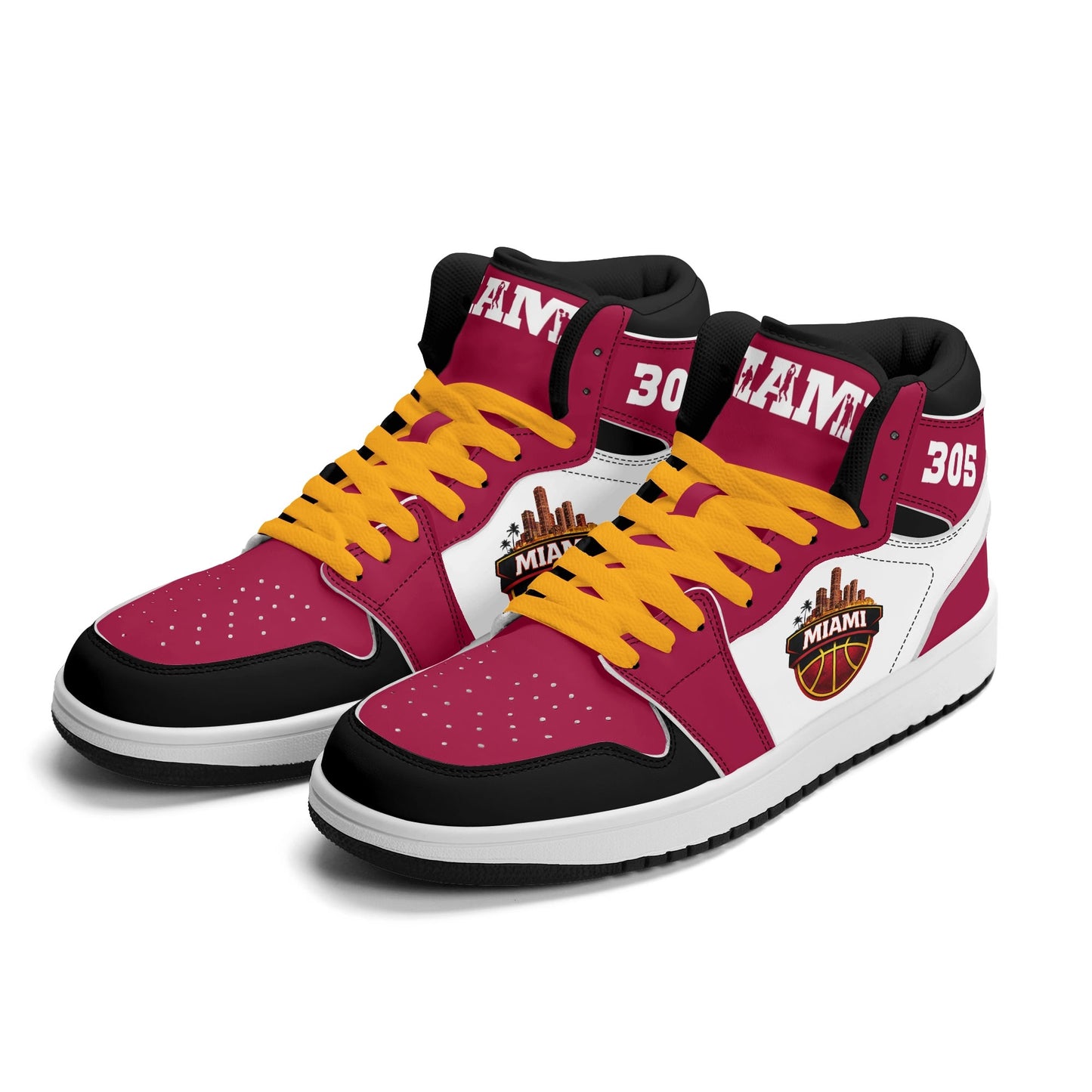 Miami basketball-inspired high top sneakers with all-over city graphic printed upper