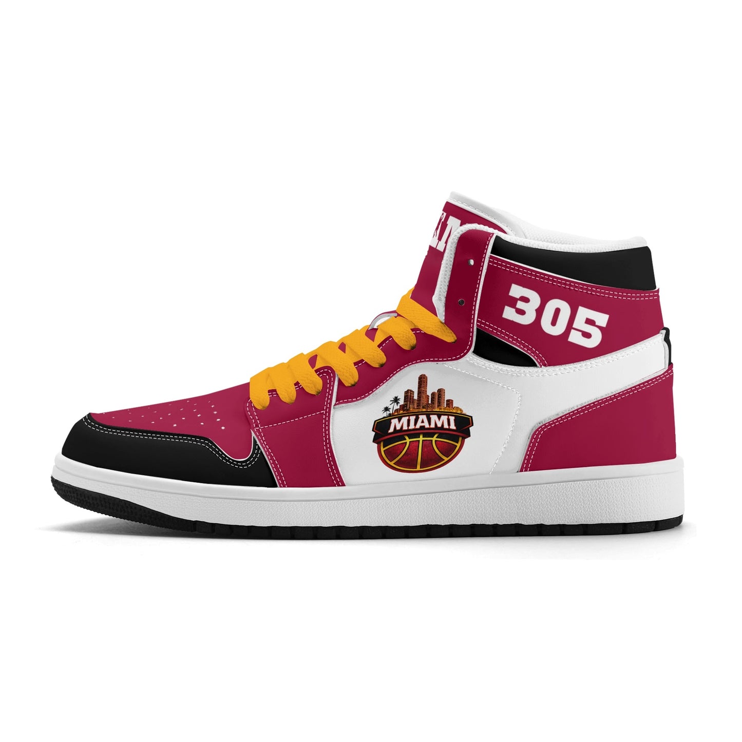 Miami basketball-inspired high top sneakers with all-over city graphic printed upper