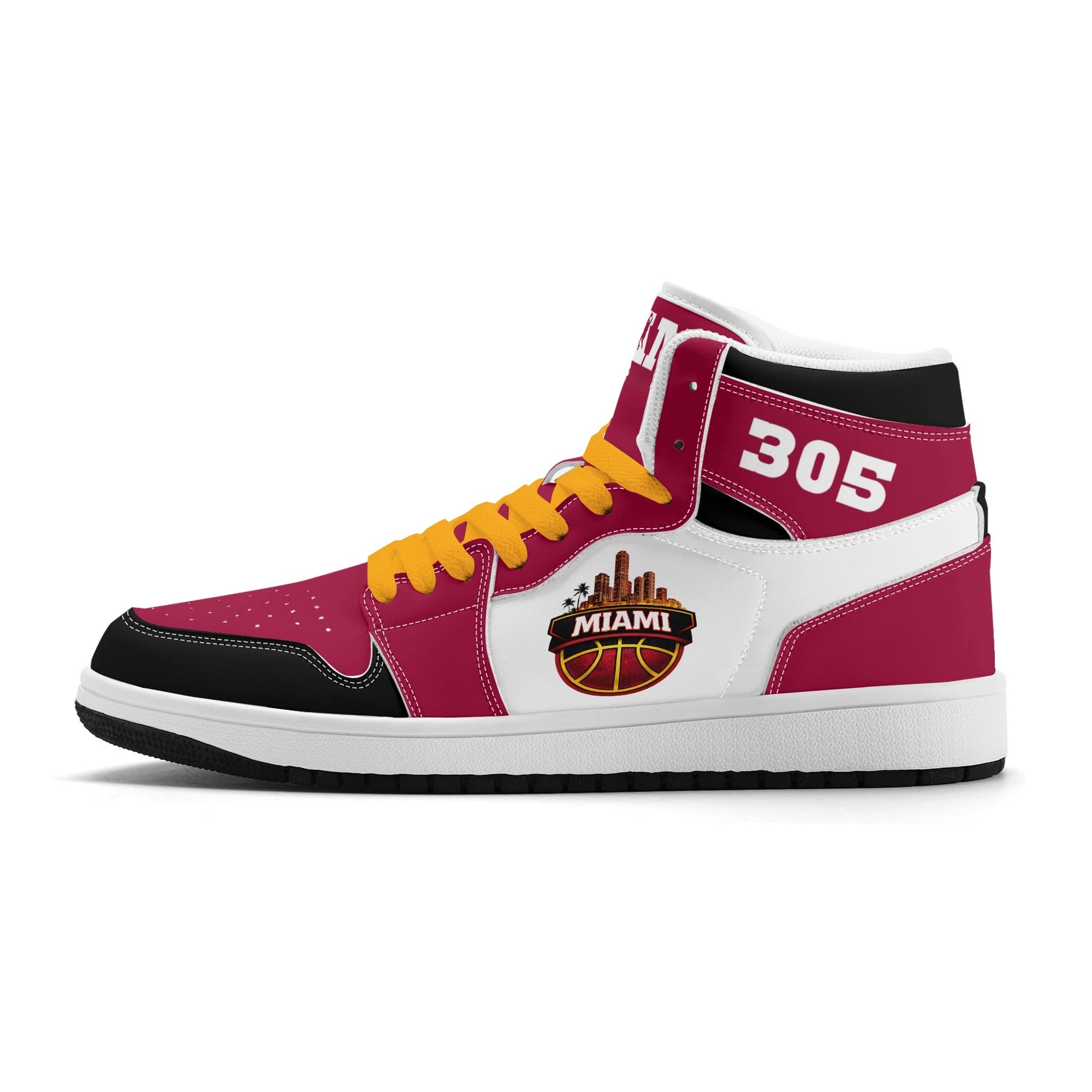 Miami basketball-inspired high top sneakers with all-over city graphic printed upper