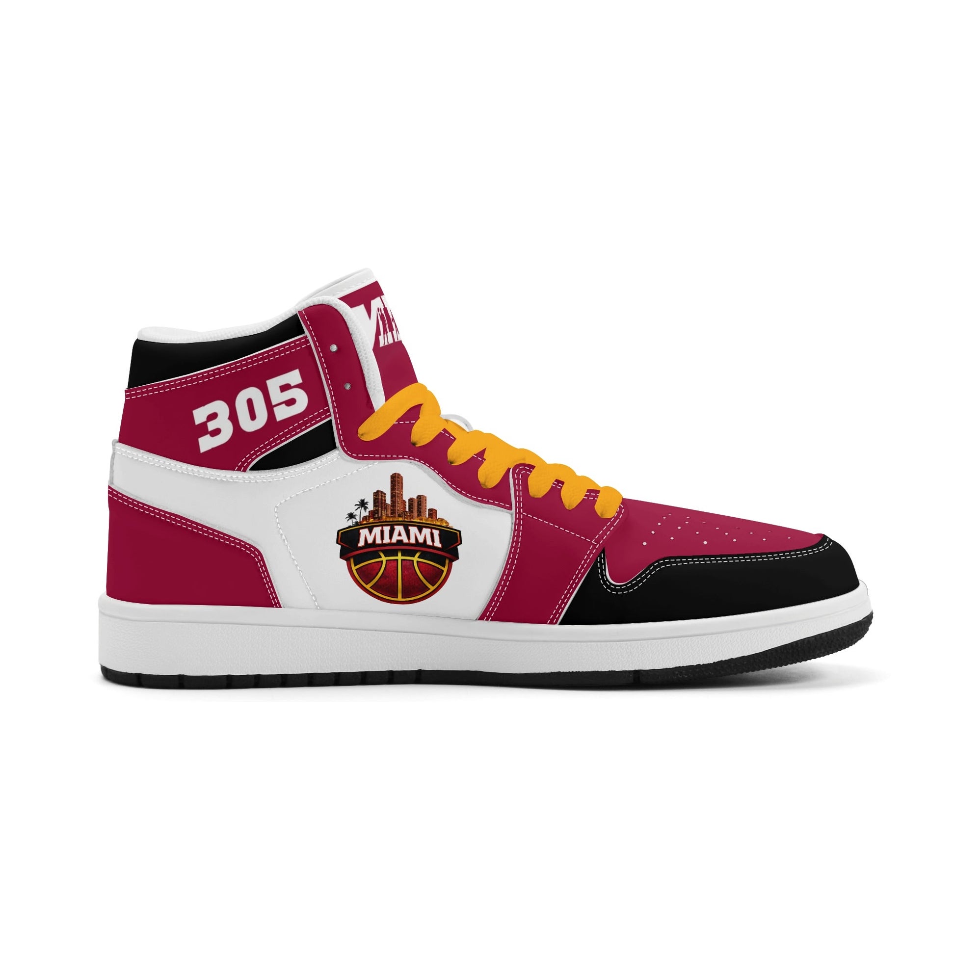 Miami basketball-inspired high top sneakers with all-over city graphic printed upper
