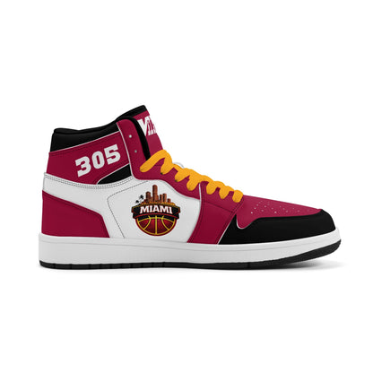 Miami basketball-inspired high top sneakers with all-over city graphic printed upper