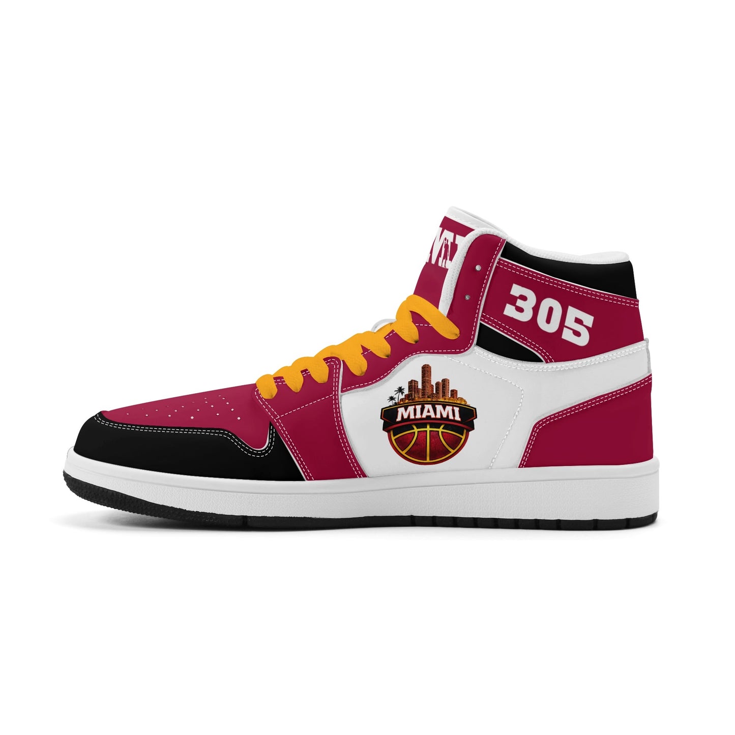 Miami basketball-inspired high top sneakers with all-over city graphic printed upper