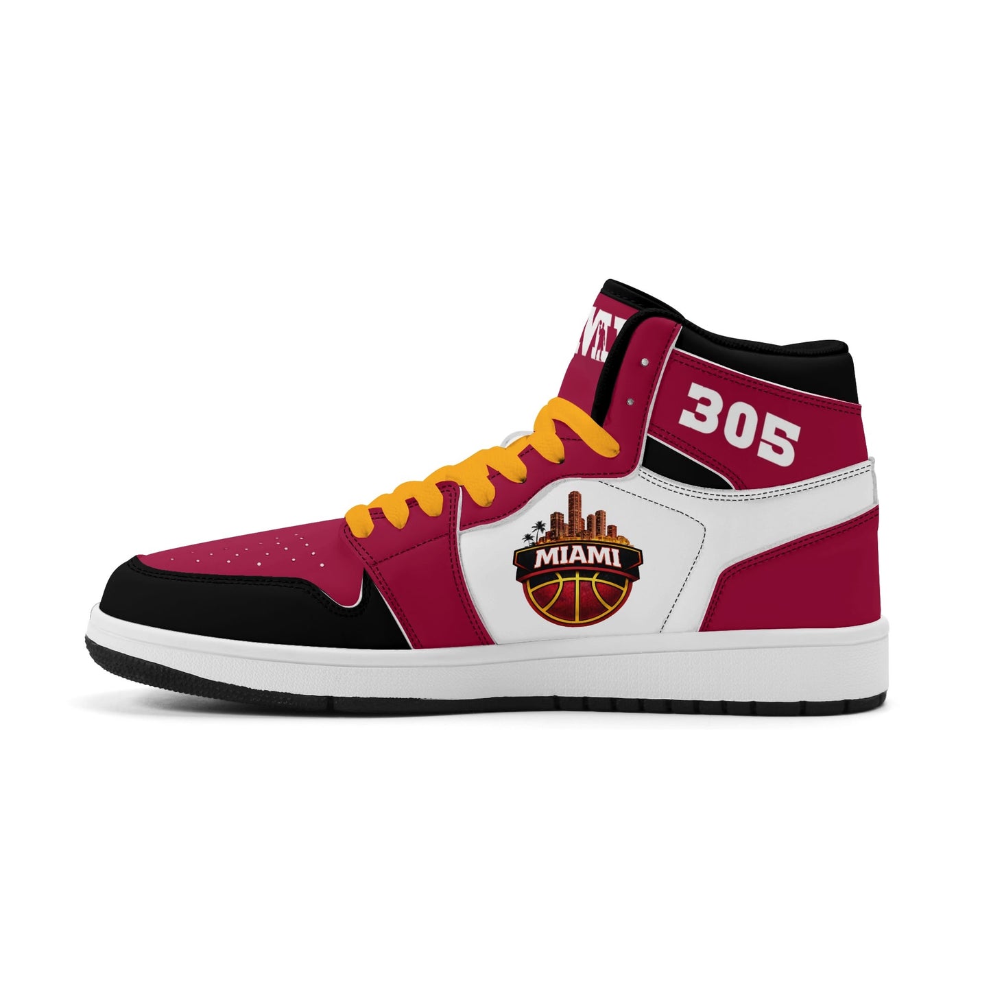 Miami basketball-inspired high top sneakers with all-over city graphic printed upper