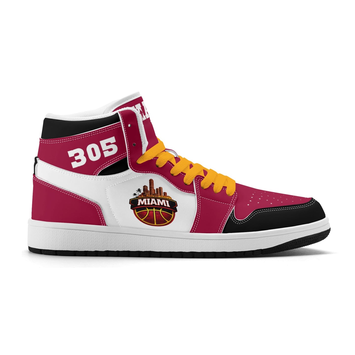 Miami basketball-inspired high top sneakers with all-over city graphic printed upper
