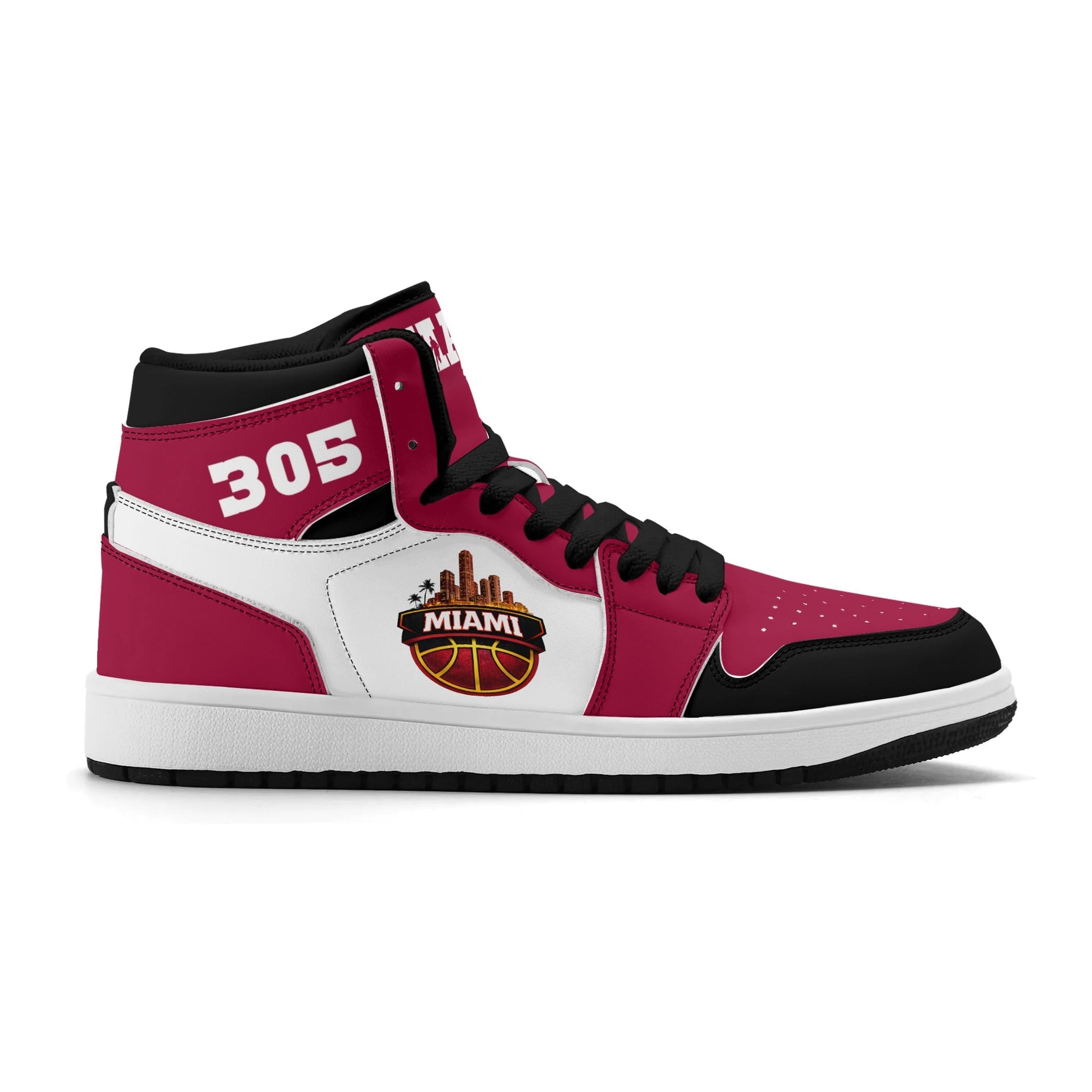 Miami basketball-inspired high top sneakers with all-over city graphic printed upper