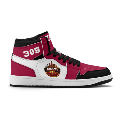 Miami basketball-inspired high top sneakers with all-over city graphic printed upper