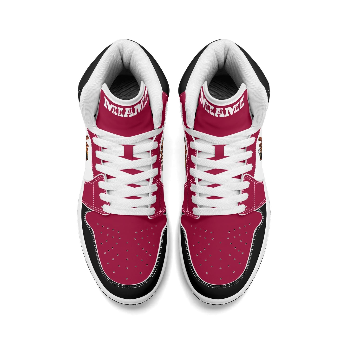 Miami basketball-inspired high top sneakers with all-over city graphic printed upper