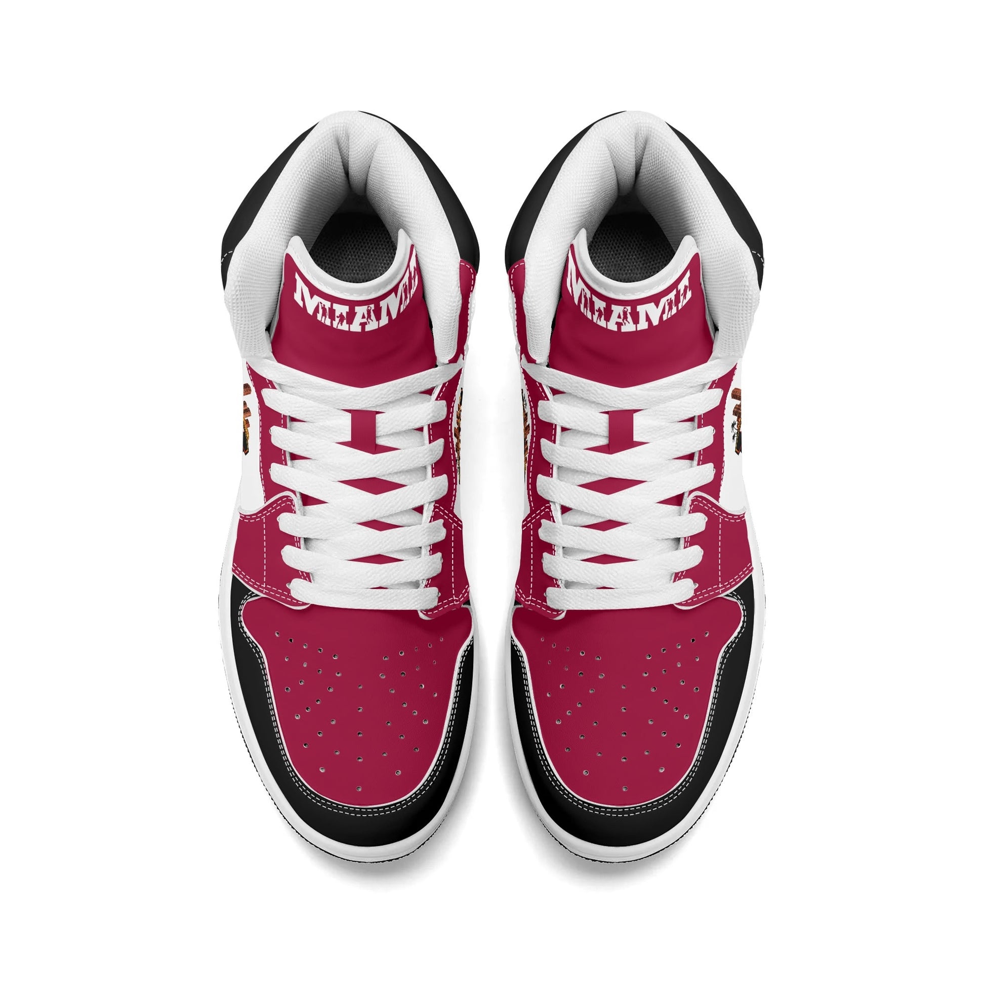 Miami basketball-inspired high top sneakers with all-over city graphic printed upper