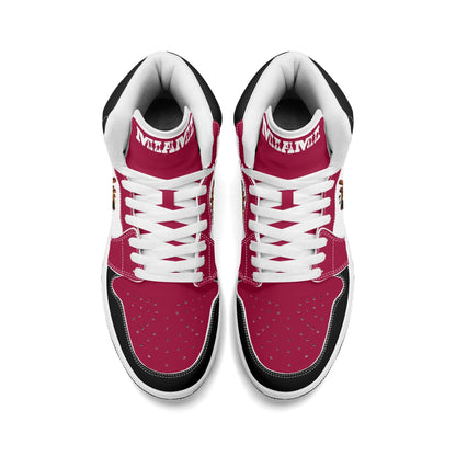 Miami basketball-inspired high top sneakers with all-over city graphic printed upper