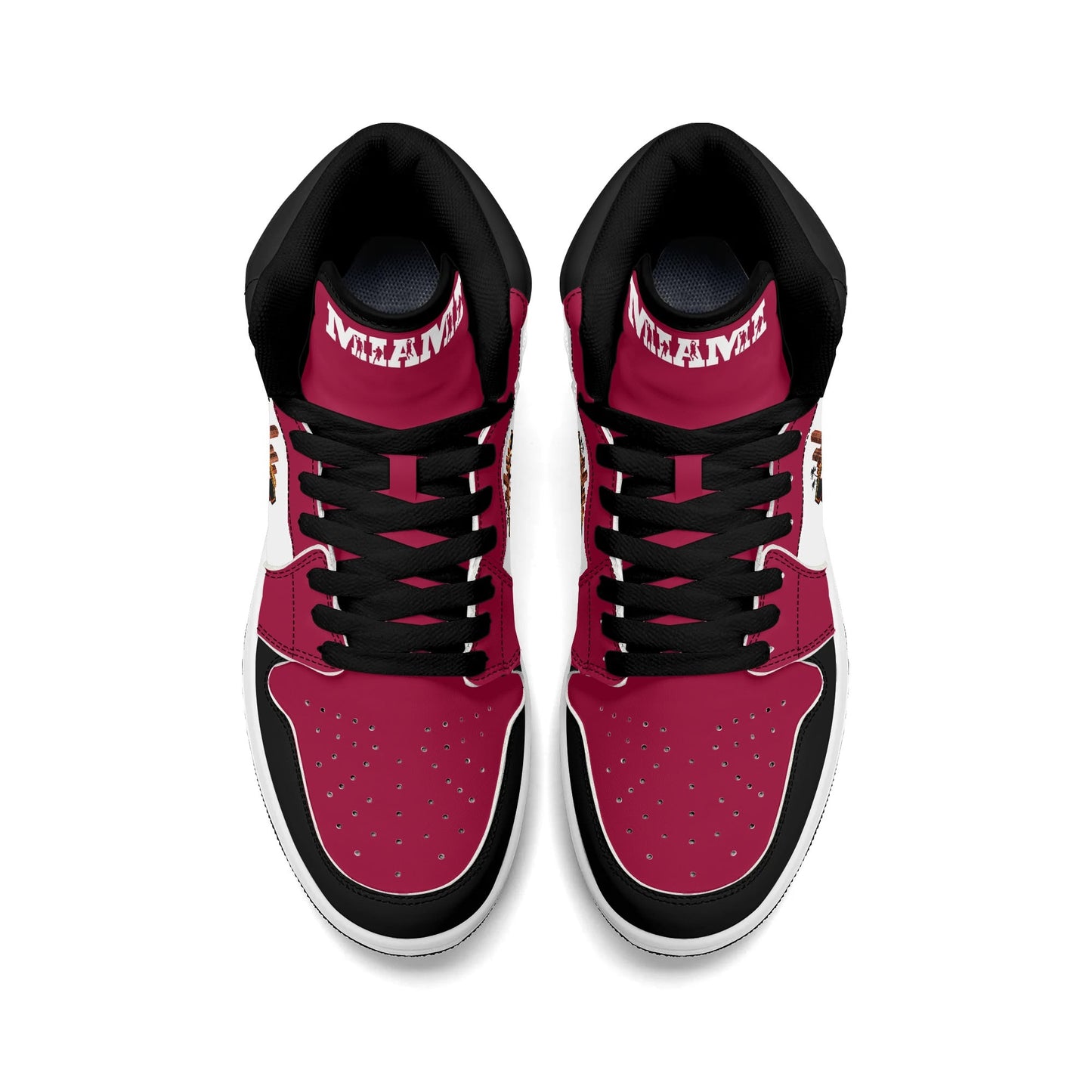 Miami basketball-inspired high top sneakers with all-over city graphic printed upper