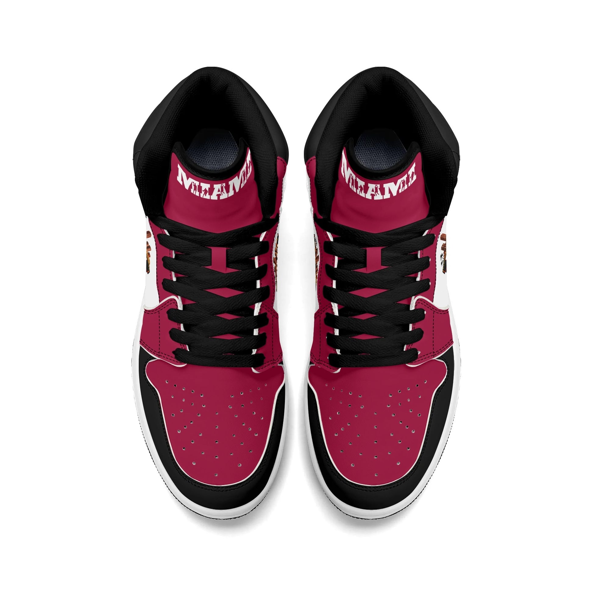 Miami basketball-inspired high top sneakers with all-over city graphic printed upper