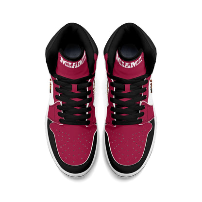Miami basketball-inspired high top sneakers with all-over city graphic printed upper