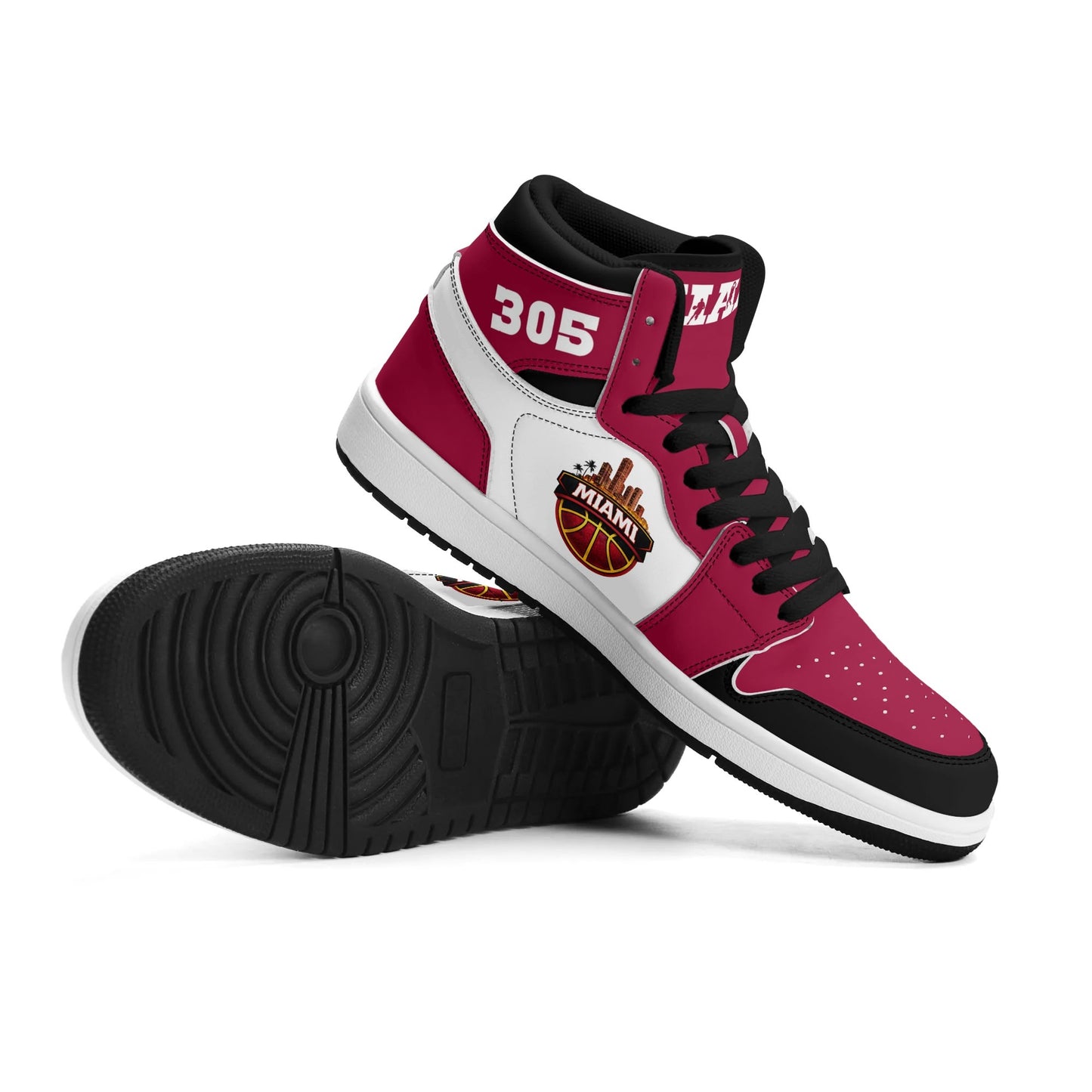 Miami basketball-inspired high top sneakers with all-over city graphic printed upper