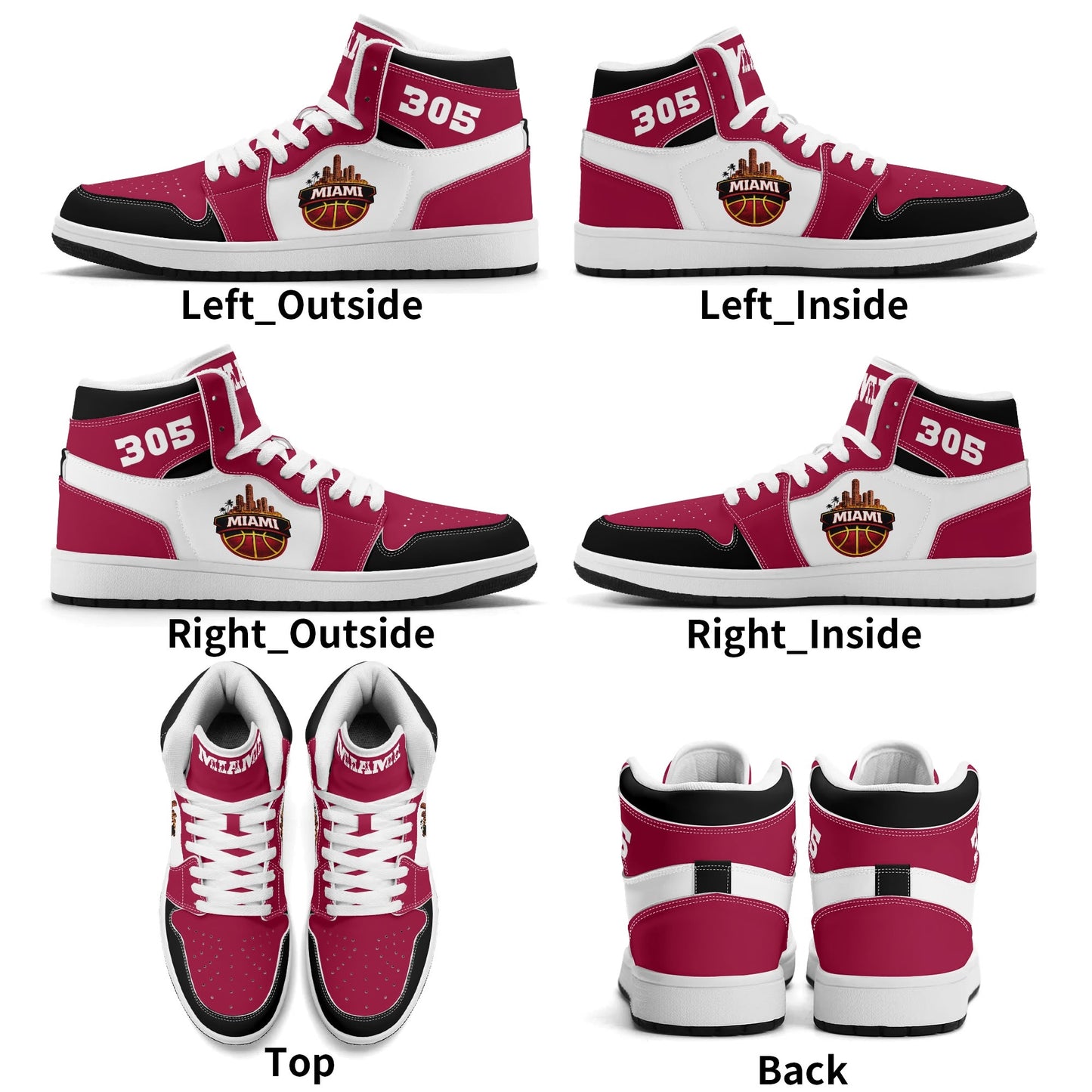 Miami basketball-inspired high top sneakers with all-over city graphic printed upper
