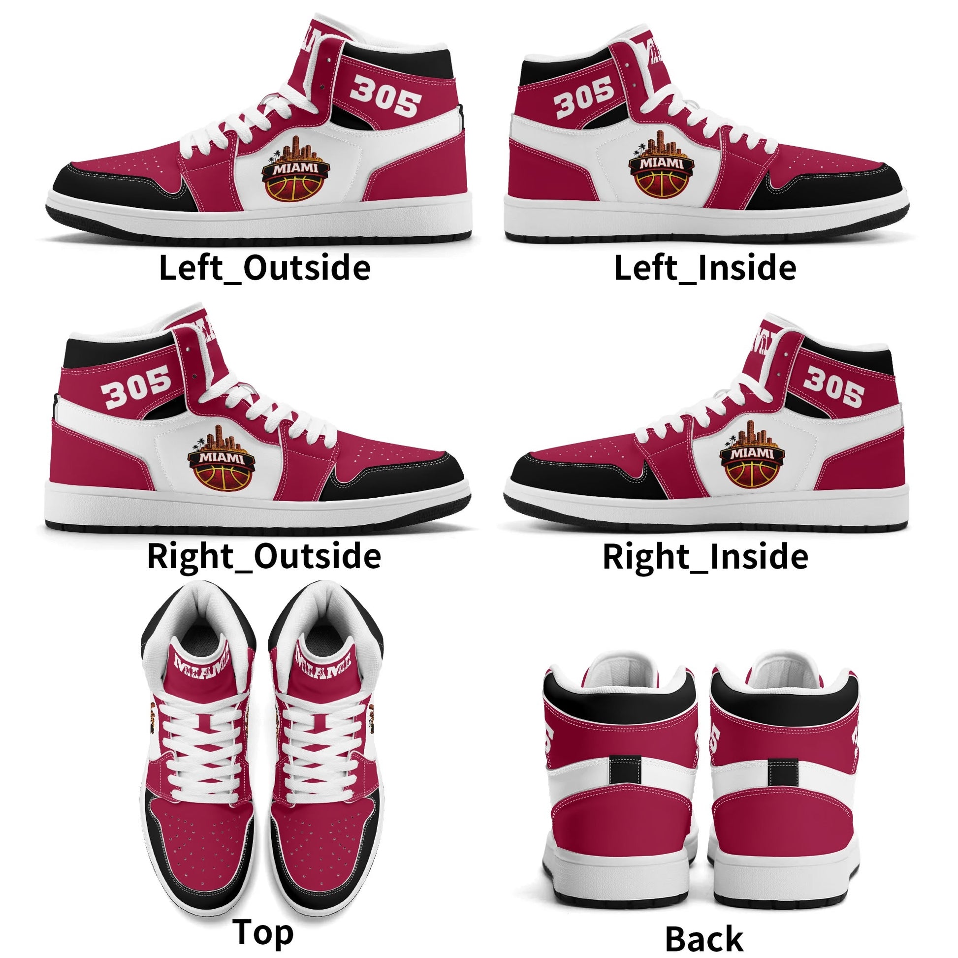 Miami basketball-inspired high top sneakers with all-over city graphic printed upper