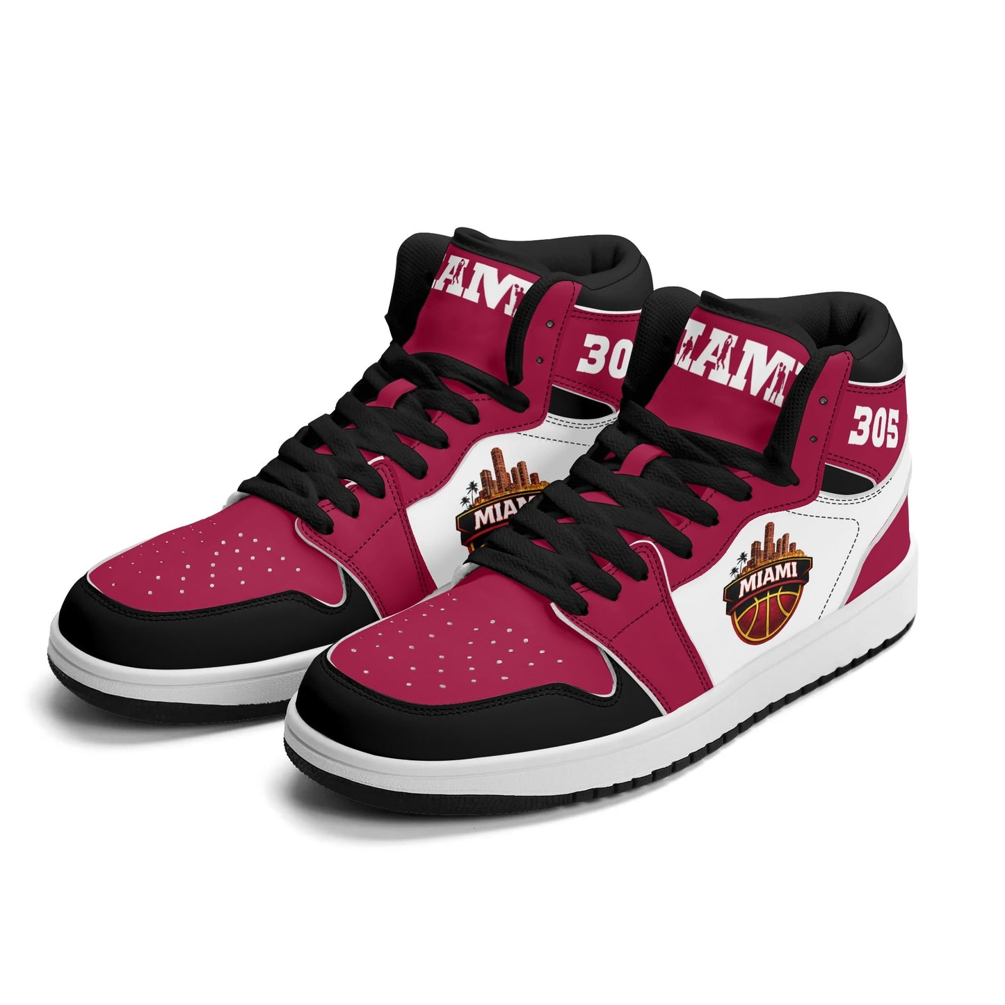 Miami basketball-inspired high top sneakers with all-over city graphic printed upper