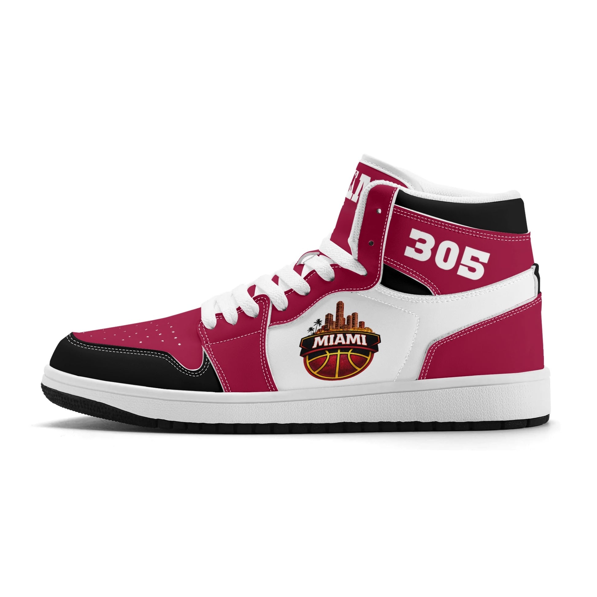 Miami basketball-inspired high top sneakers with all-over city graphic printed upper