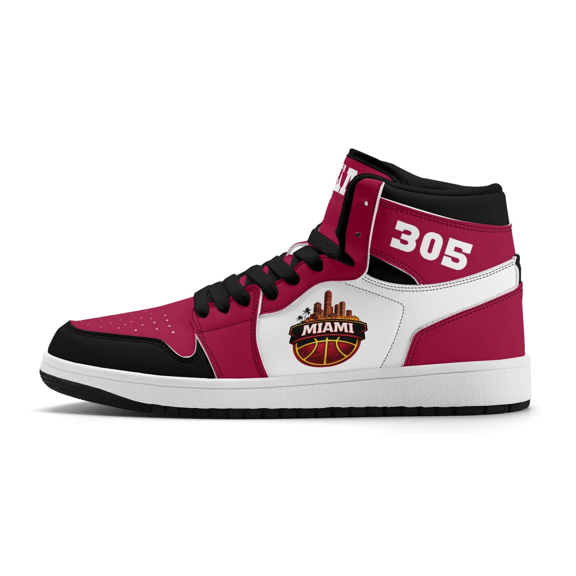Miami basketball-inspired high top sneakers with all-over city graphic printed upper