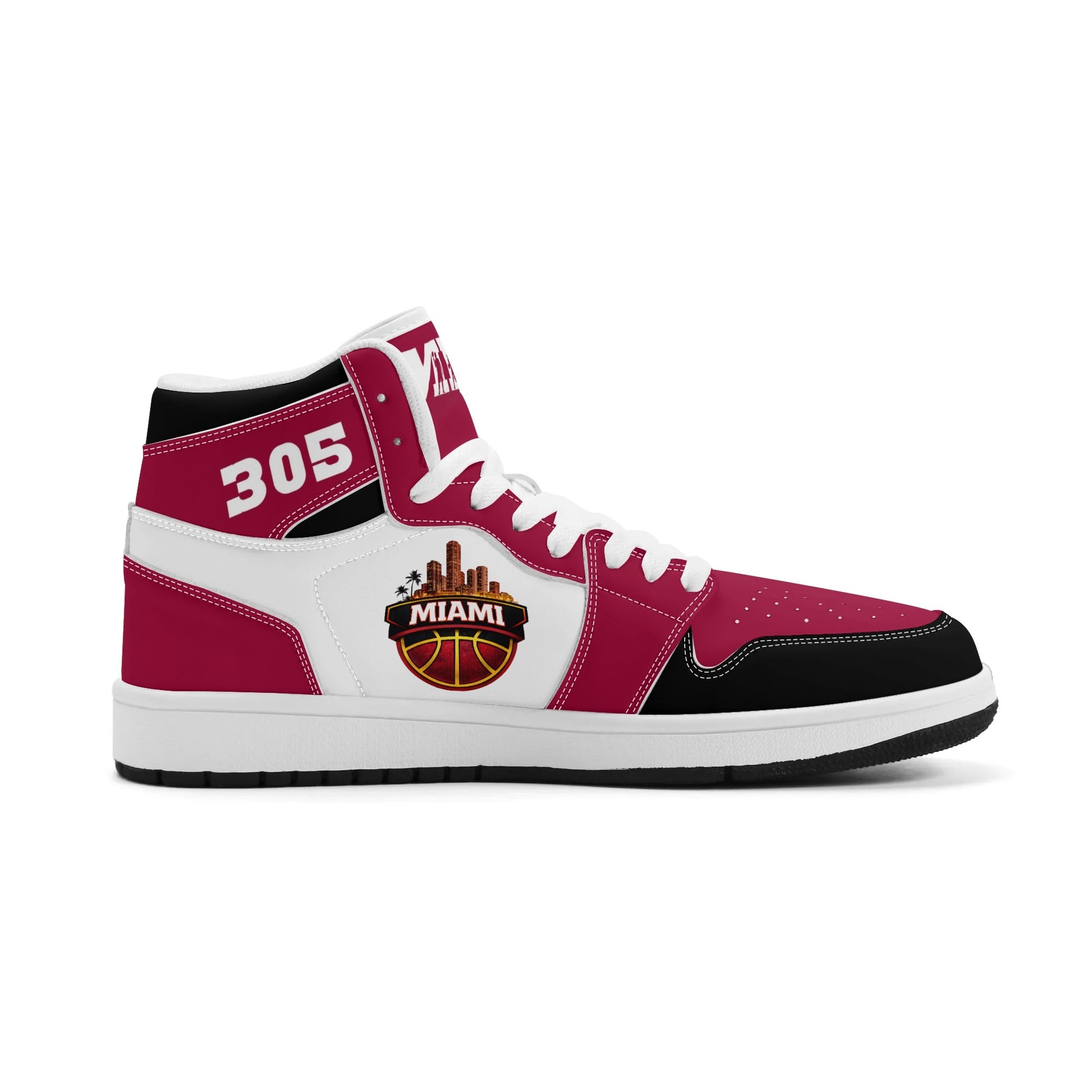Miami basketball-inspired high top sneakers with all-over city graphic printed upper