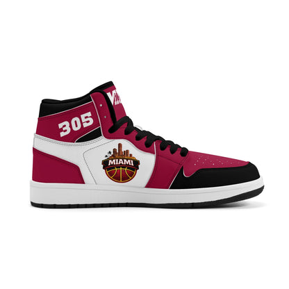 Miami basketball-inspired high top sneakers with all-over city graphic printed upper