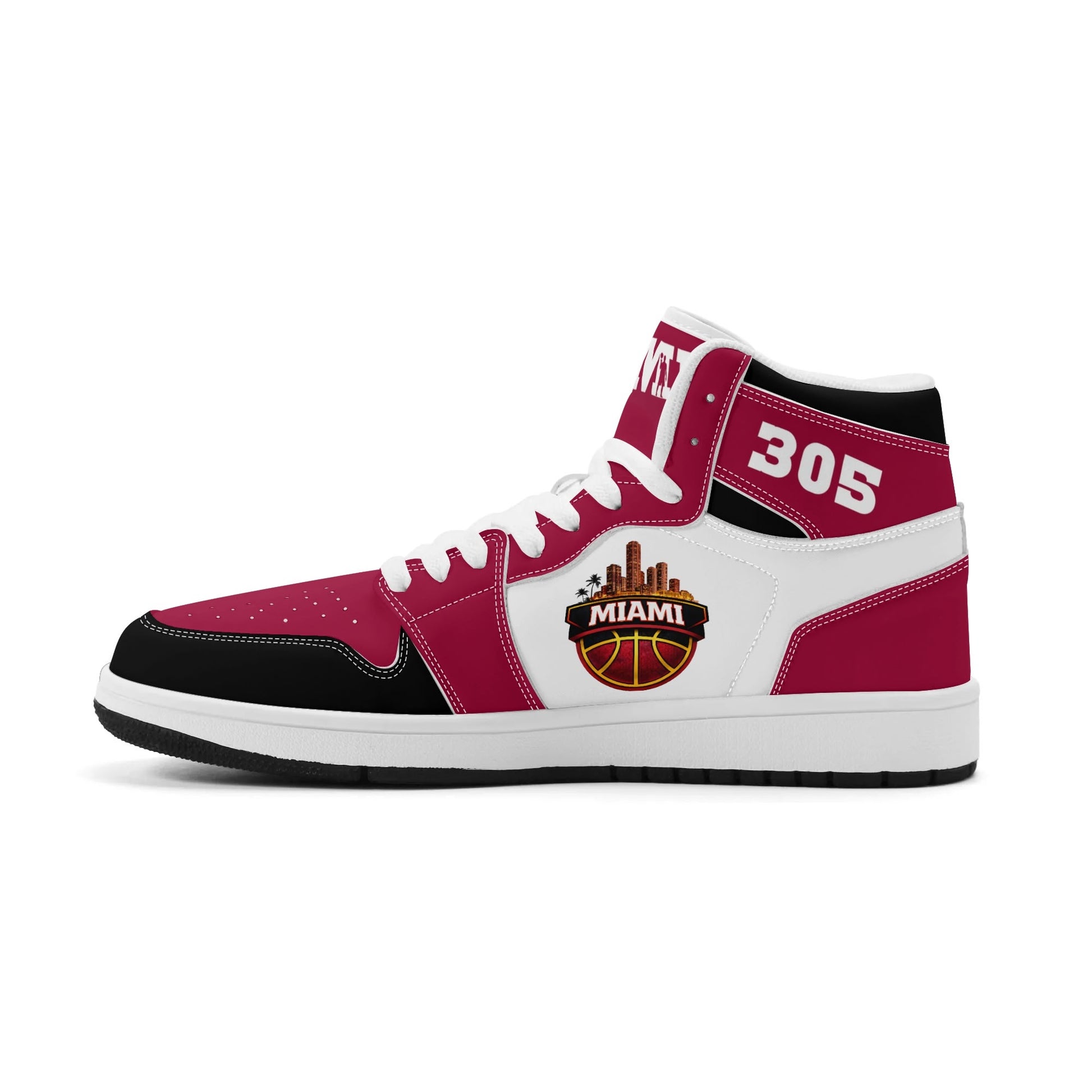 Miami basketball-inspired high top sneakers with all-over city graphic printed upper