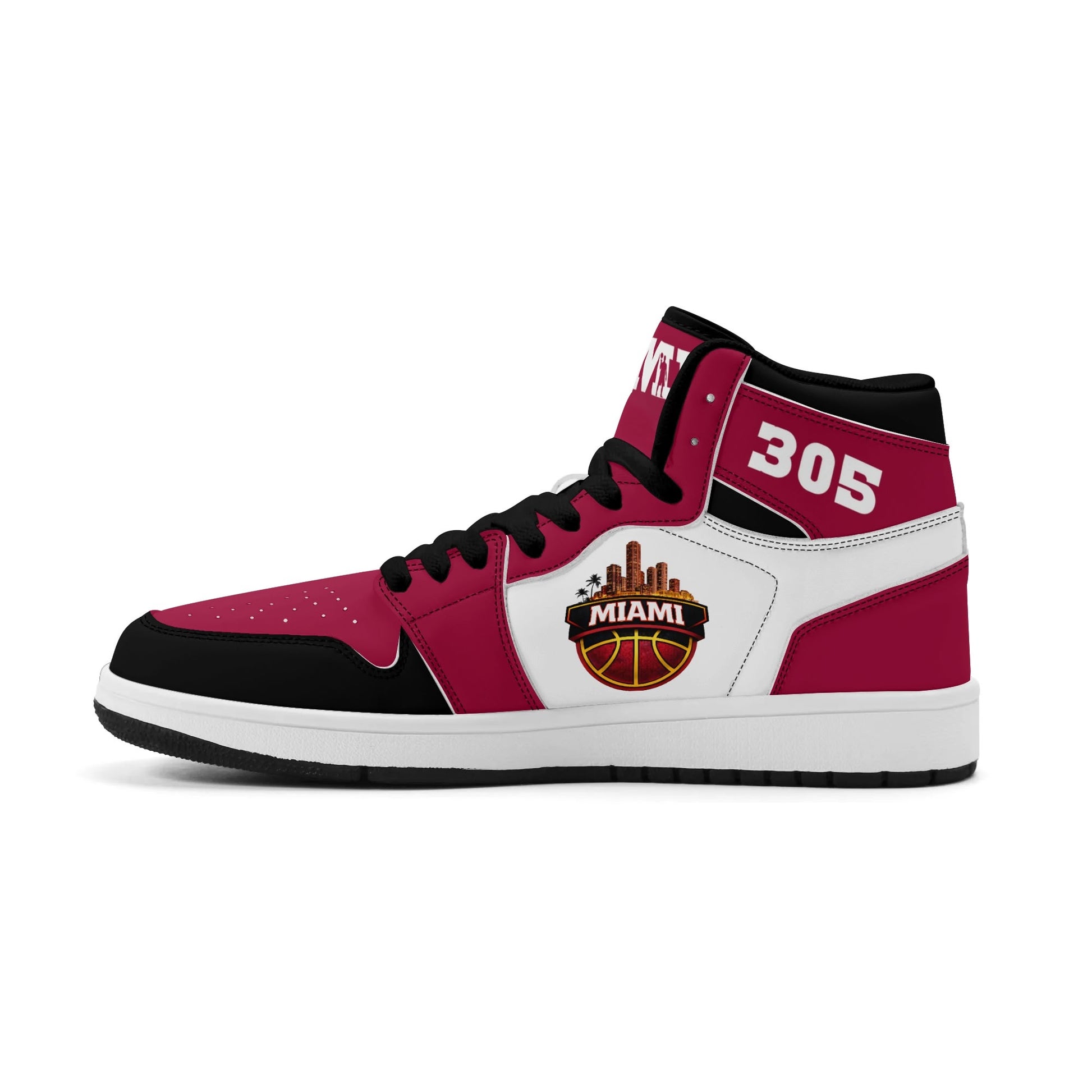 Miami basketball-inspired high top sneakers with all-over city graphic printed upper