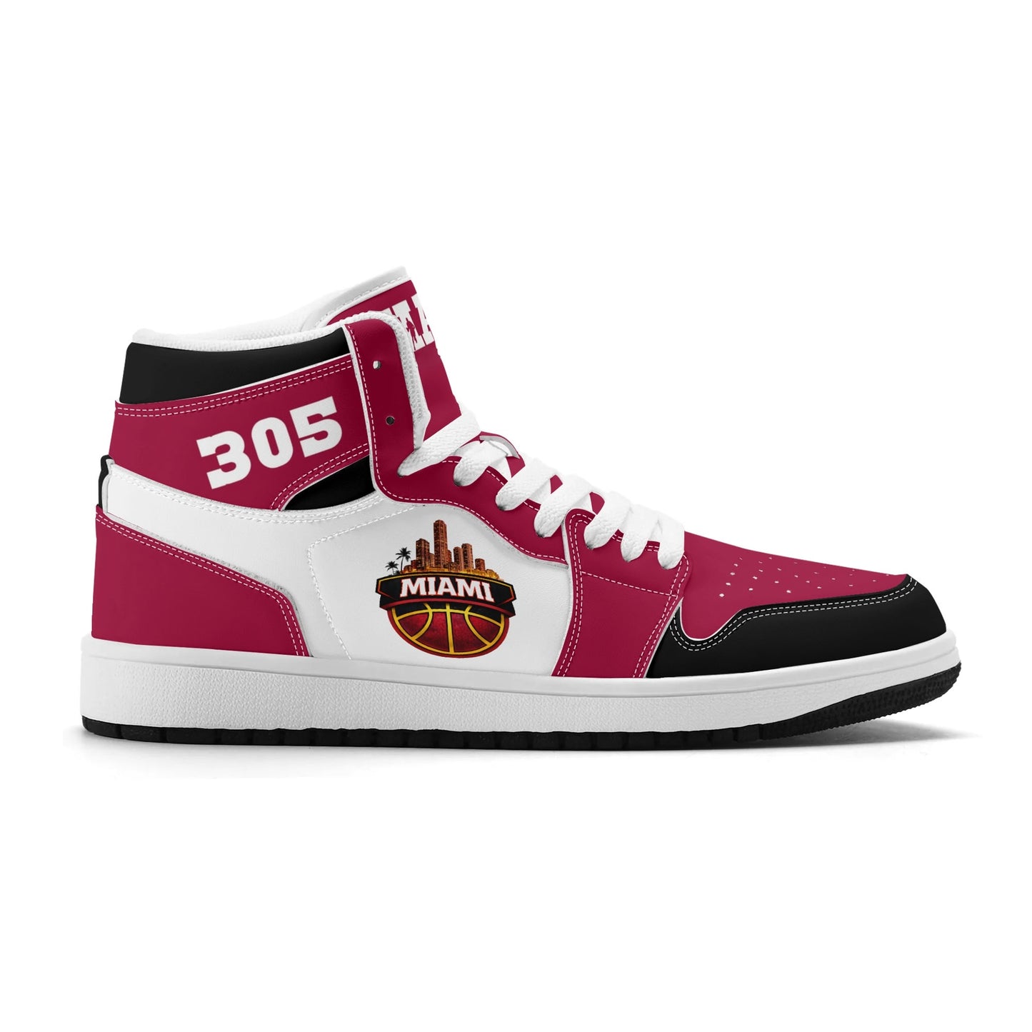 Miami basketball-inspired high top sneakers with all-over city graphic printed upper