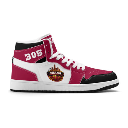 Miami basketball-inspired high top sneakers with all-over city graphic printed upper