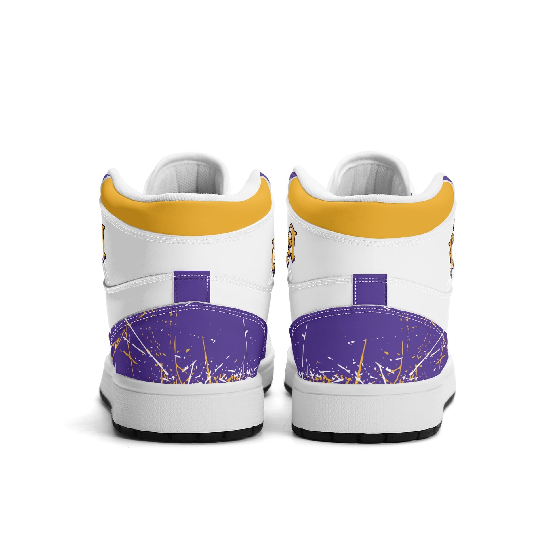 Los Angeles basketball-inspired high top sneakers with all-over city graphic printed upper