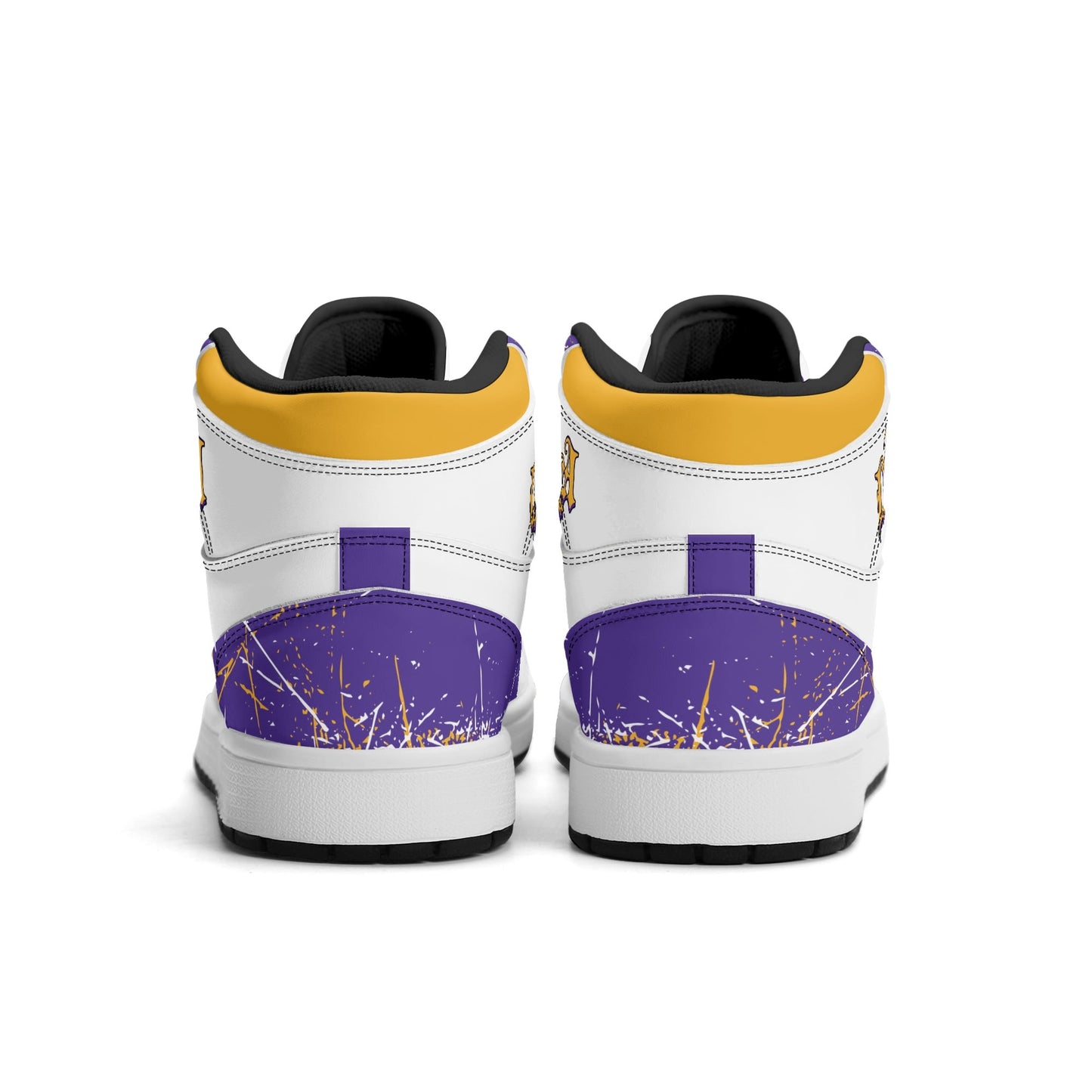 Los Angeles basketball-inspired high top sneakers with all-over city graphic printed upper