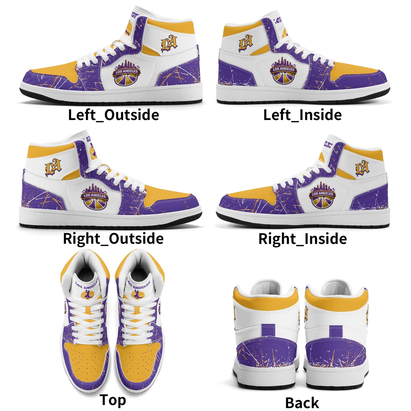 Los Angeles basketball-inspired high top sneakers with all-over city graphic printed upper