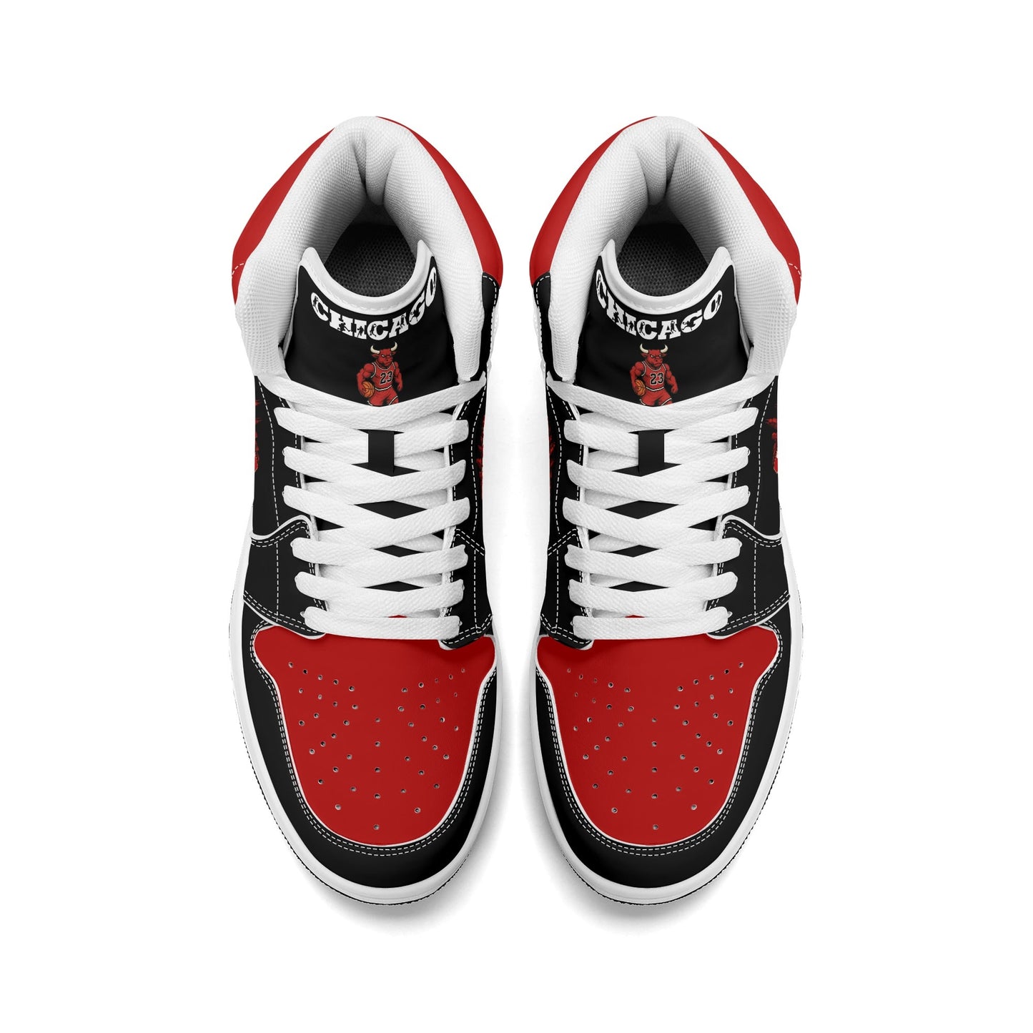 Chicago basketball-inspired high top sneakers in black with all-over city graphic printed upper