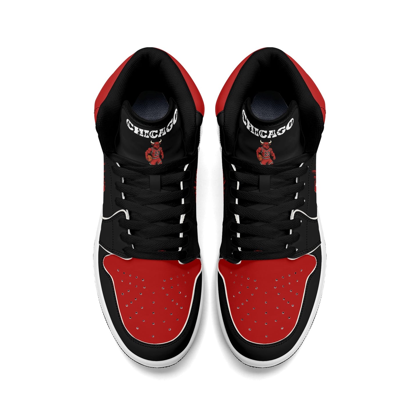 Chicago basketball-inspired high top sneakers in black with all-over city graphic printed upper