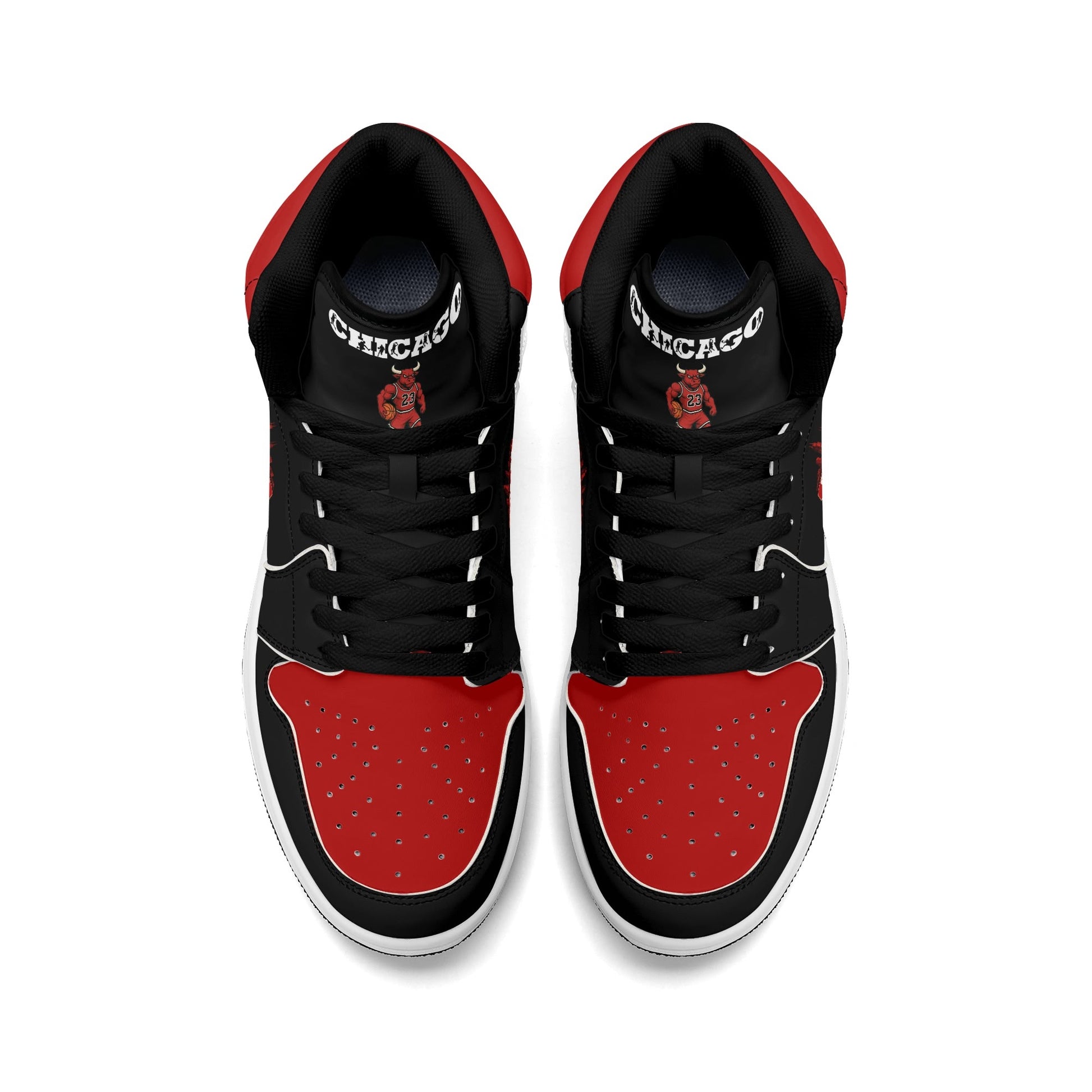 Chicago basketball-inspired high top sneakers in black with all-over city graphic printed upper
