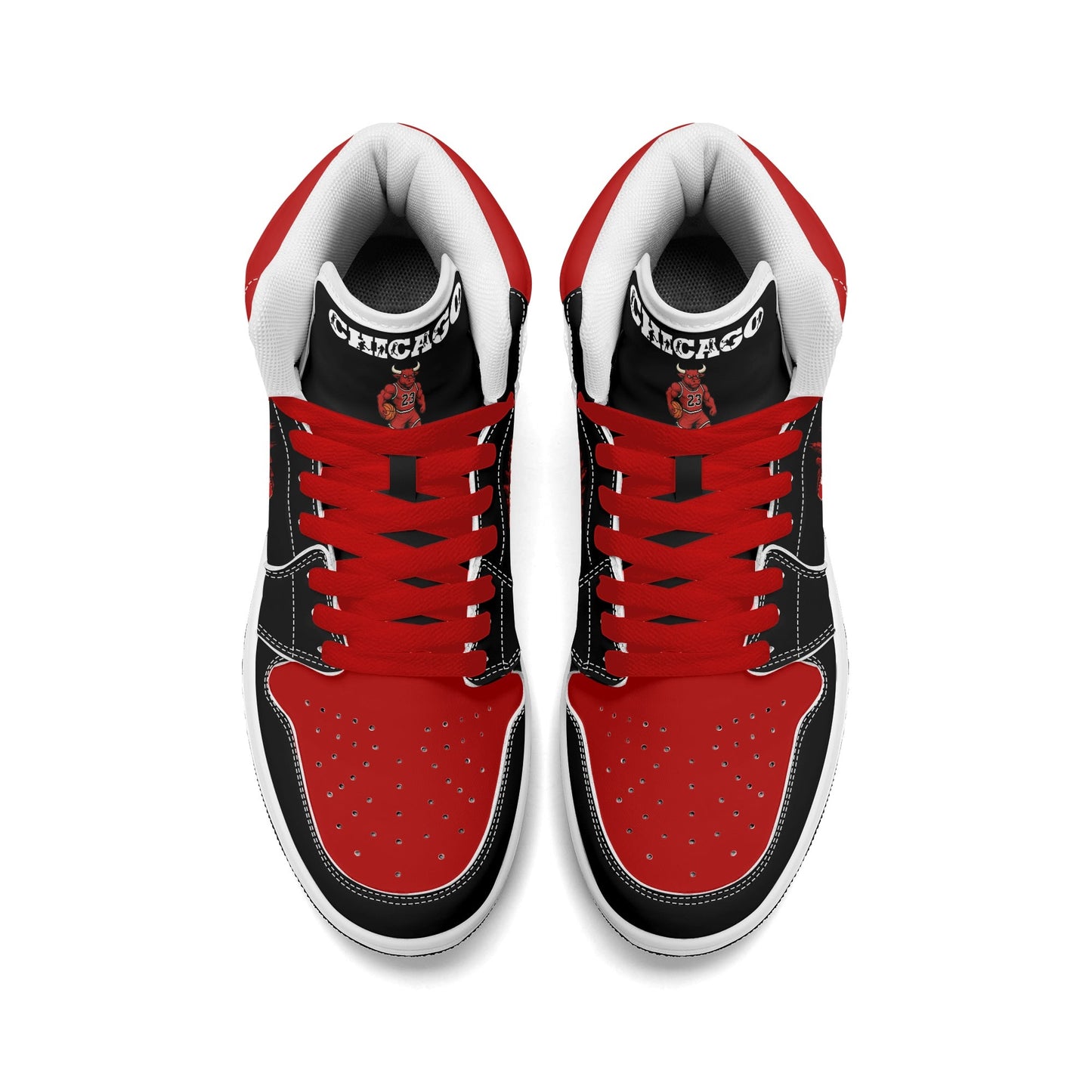 Chicago basketball-inspired high top sneakers in black with all-over city graphic printed upper