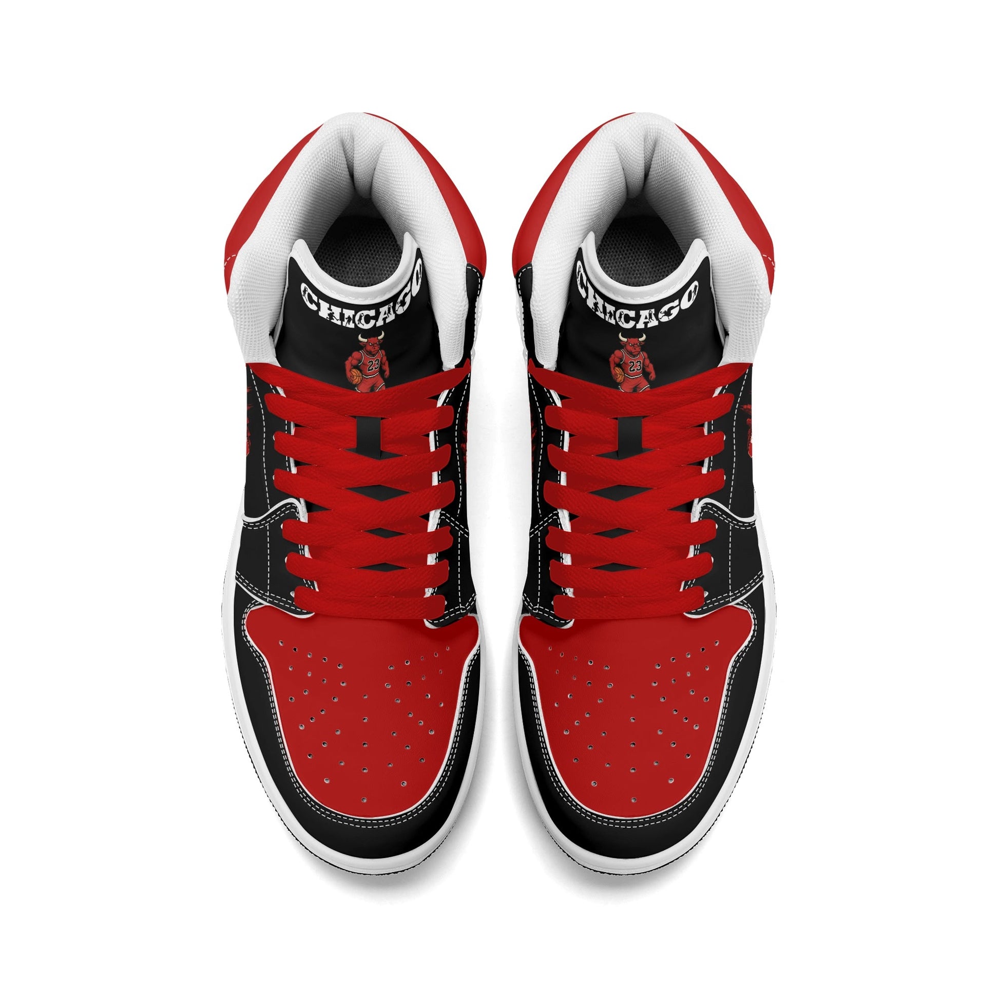 Chicago basketball-inspired high top sneakers in black with all-over city graphic printed upper